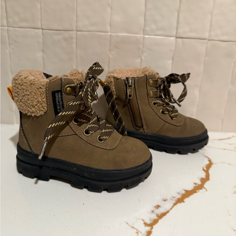 Baby Waterproof Faux Fur Lace Up Boots